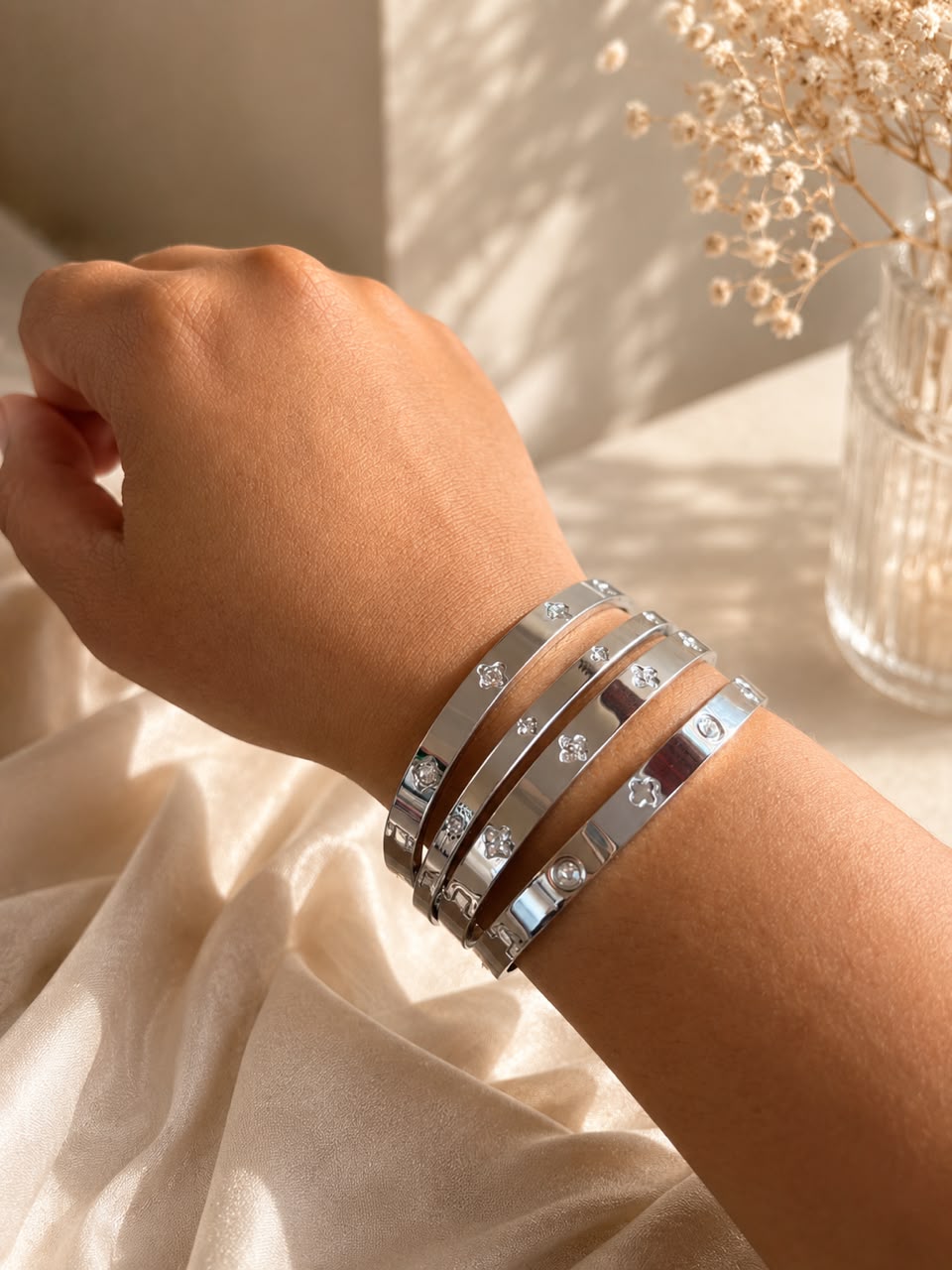 4pc Silver Plated Bangle Set — view 2