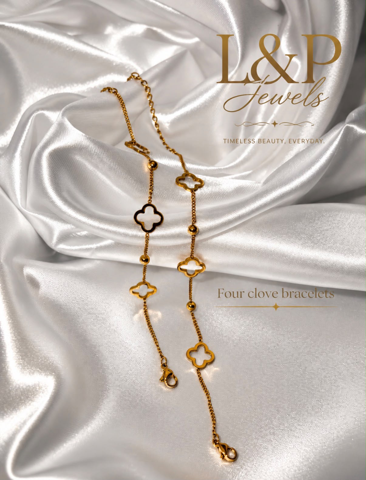 four clove rope bracelet waterproof tarnish resistant gold