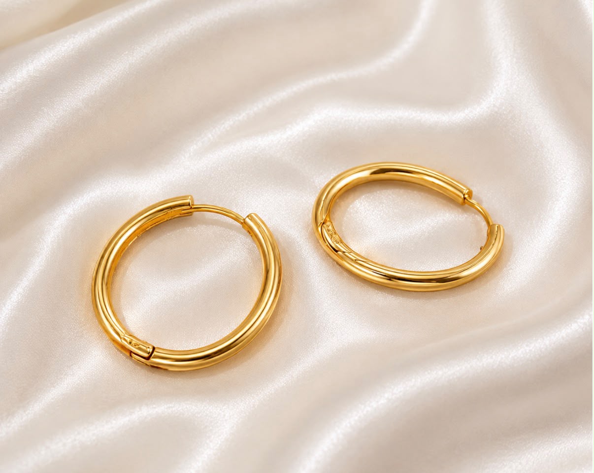 large thin gold plated tarnish resistant hoop earrings