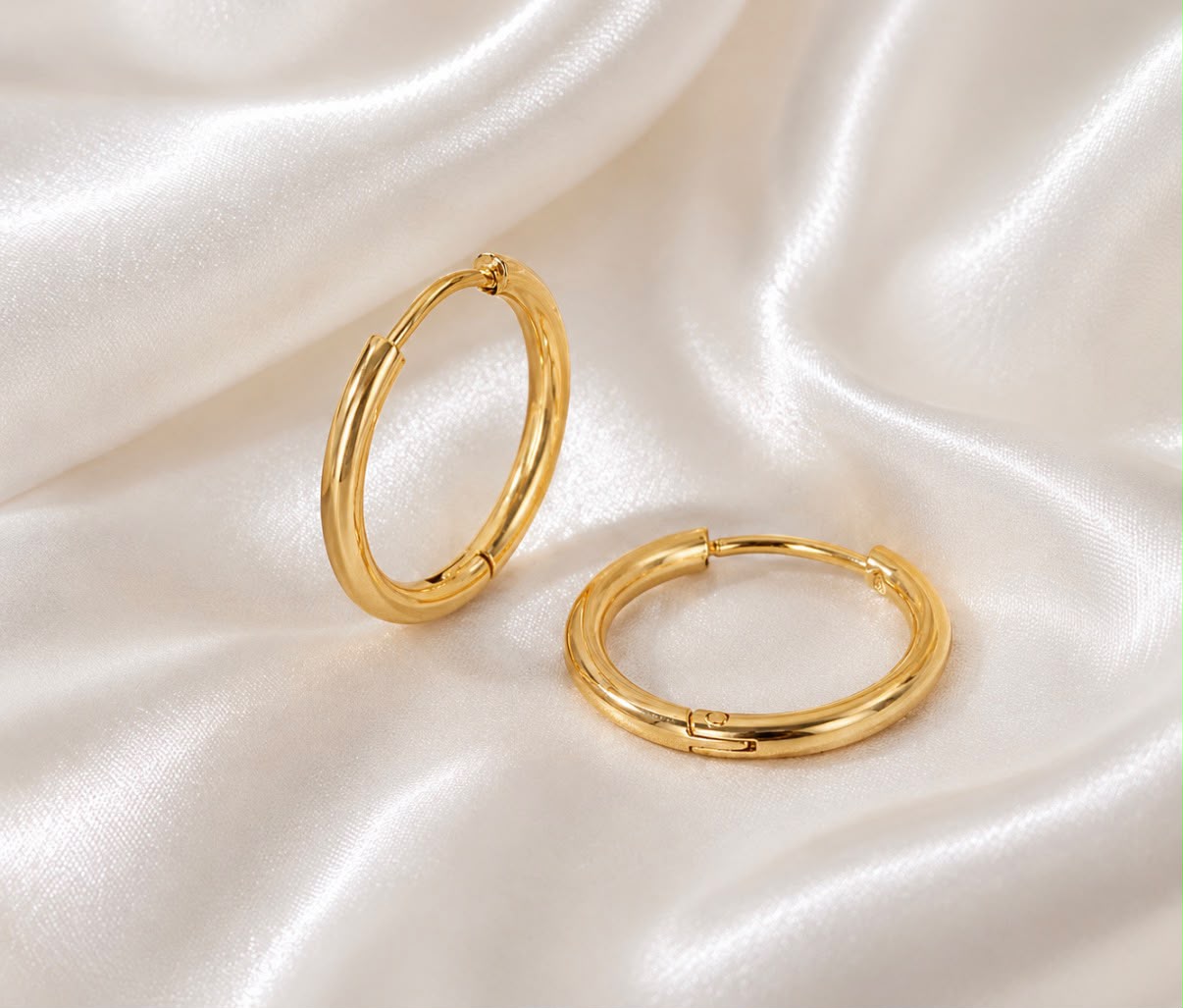 medium thin gold plated tarnish resistant hoop earrings