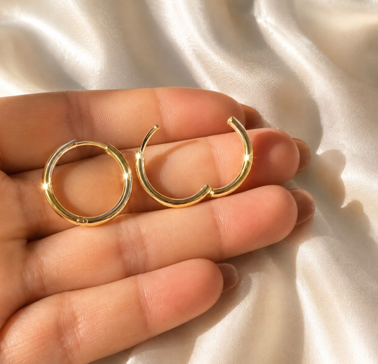 small thin gold plated hoop earrings
