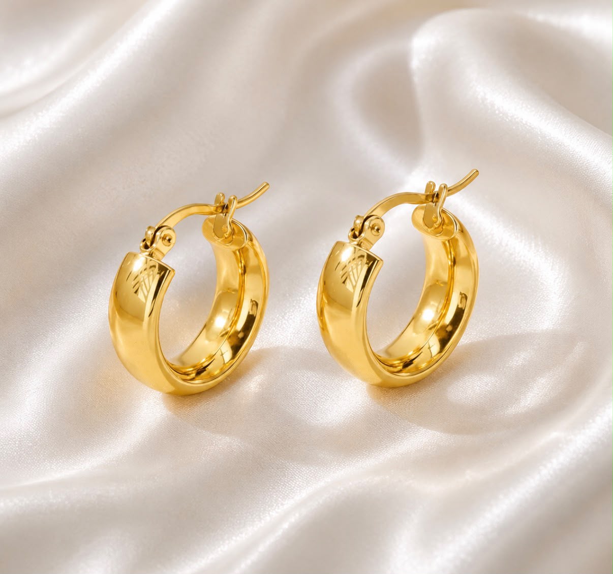 medium chunky gold plated hoop earrings hypoallergenic tarnish resistant