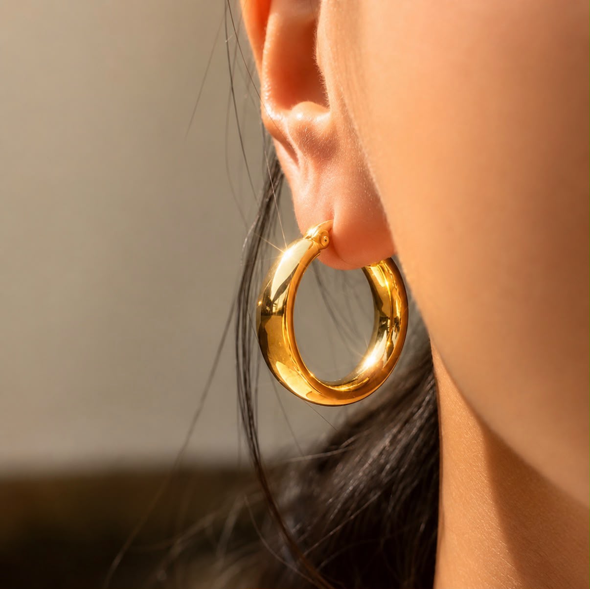 large chunky gold plated hoop earrings tarnish resistant