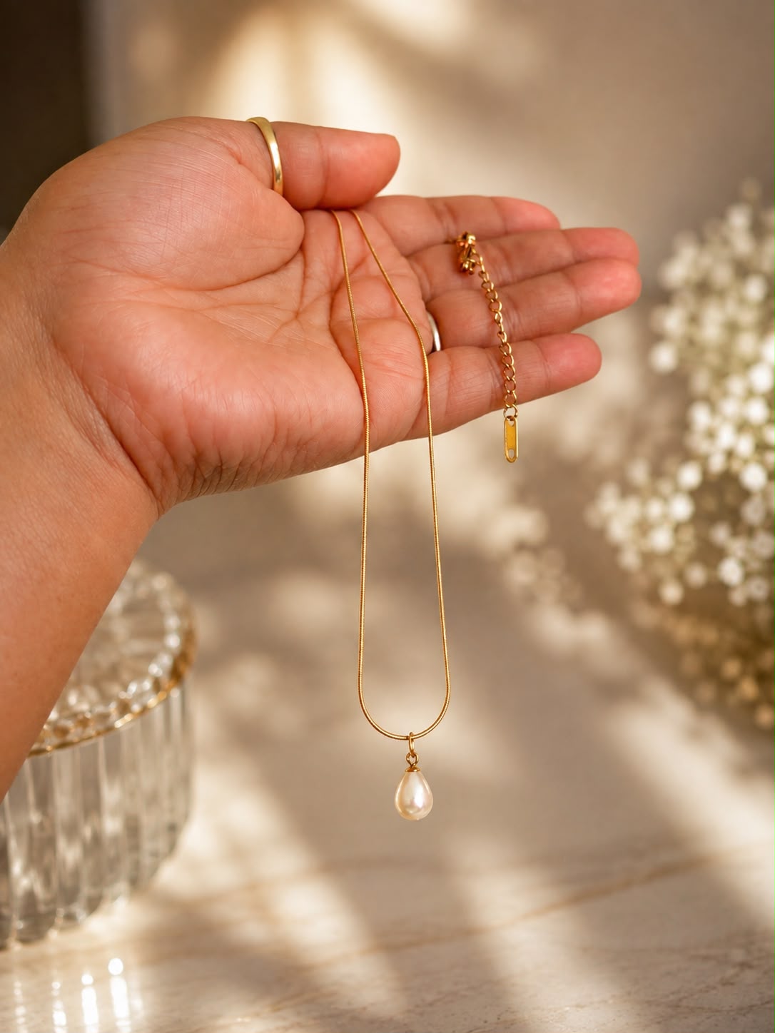 Dainty Pearl Set — Necklace & Earrings — view 2