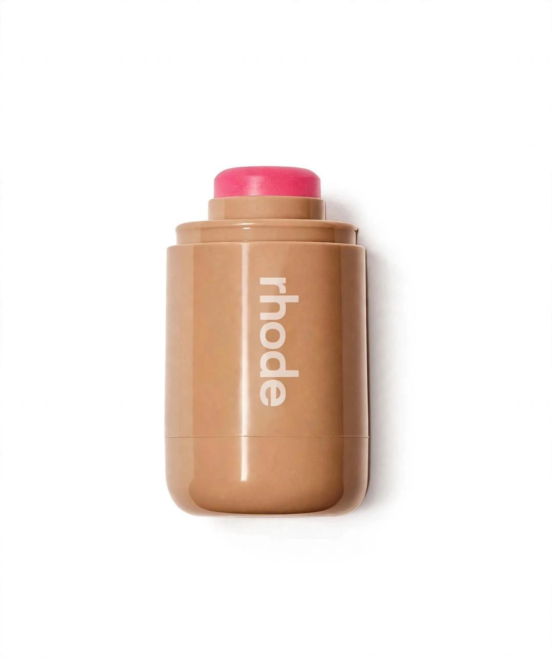 Rhode Pocket Blush stick in Juice Box, a bright pink, on white background