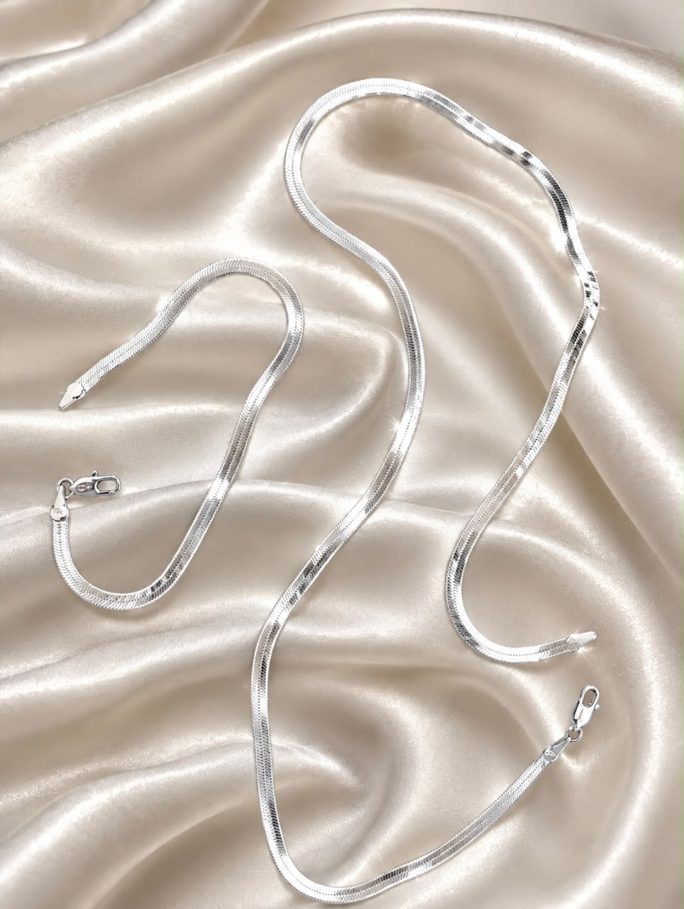 925 Silver Plated Snake Chain Set — Necklace & Bracelet — view 2