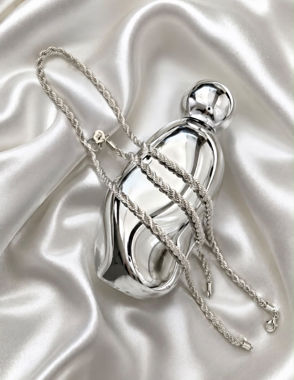 925 Silver Plated Twisted Rope Set — Necklace & Bracelet — view 2